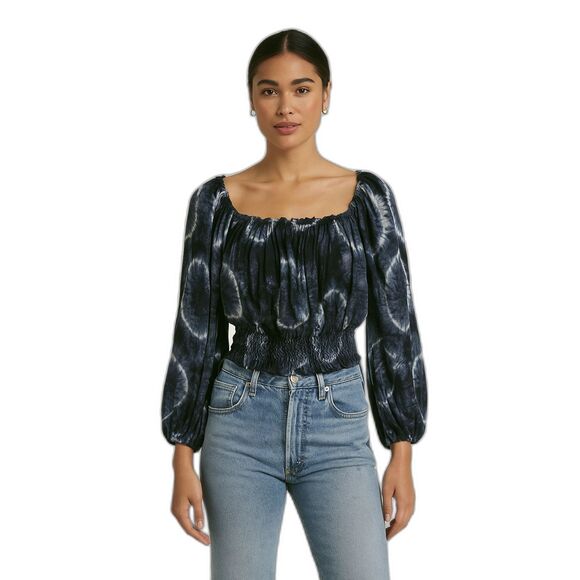 Michael kors 100% silk smocked waist crop blouse SMALL - Picture 1 of 8